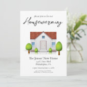 Housewarming Party Nieuw Thuisadres Minimalist Kaart (Staand voorkant)