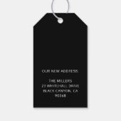 Housewarming Party Nieuw Thuisadres Zwart & Wit Cadeaulabel (Achterkant)