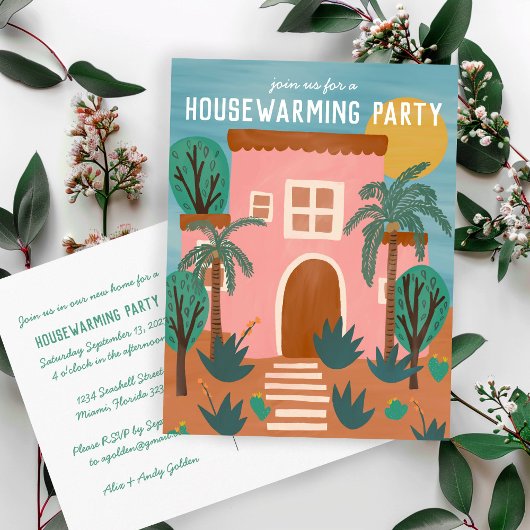 HOUSEWARMING PARTY Nodig Nieuw Thuisadres Postcar  Briefkaart