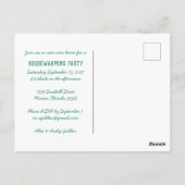HOUSEWARMING PARTY Nodig Nieuw Thuisadres Postcar  Briefkaart (Achterkant)