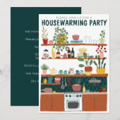 Housewarming Party Nodig Schattigee Kunst Gezellig Kaart (Voorkant / Achterkant)