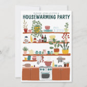 Housewarming Party Nodig Schattigee Kunst Gezellig Kaart (Voorkant)