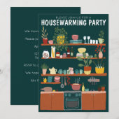 Housewarming Party Nodig Schattigee Kunst Gezellig Kaart (Voorkant / Achterkant)