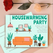 Housewarming Party Nodig Schattigee Woonkamer Bank Briefkaart