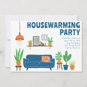 Housewarming Party Nodig Schattigee Woonkamer Bank Kaart