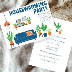 Housewarming Party Nodig Schattigee Woonkamer Bank Kaart