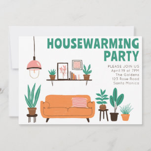Housewarming Party Nodig Schattigee Woonkamer Bank Kaart