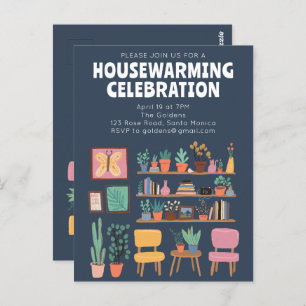 Housewarming Party Nodig Schattigee woonkamer plan Briefkaart