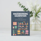 Housewarming Party Nodig Schattigee woonkamer plan Briefkaart (Staand voorkant)
