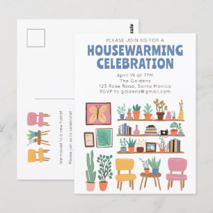 Housewarming Party Nodig Schattigee woonkamer plan Briefkaart