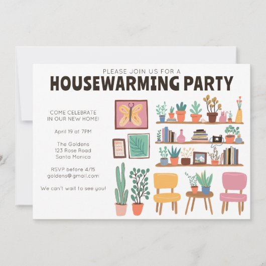 Housewarming Party Nodig Schattigee woonkamer plan Kaart (Voorkant)