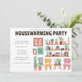 Housewarming Party Nodig Schattigee woonkamer plan Kaart (Staand voorkant)