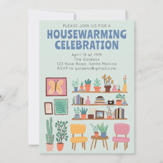 Housewarming Party Nodig Schattigee woonkamer plan Kaart (Voorkant)