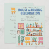 Housewarming Party Nodig Schattigee woonkamer plan Kaart (Voorkant / Achterkant)