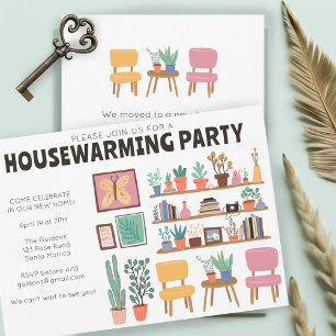 Housewarming Party Nodig Schattigee woonkamer plan Kaart