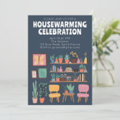 Housewarming Party Nodig Schattigee woonkamer plan Kaart (Staand voorkant)