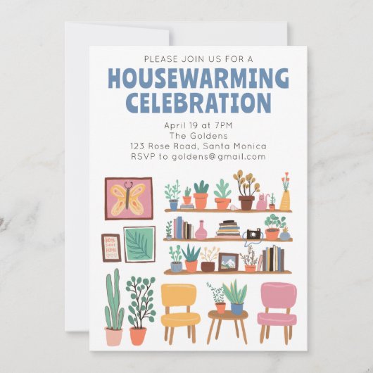 Housewarming Party Nodig Schattigee woonkamer plan Kaart (Voorkant)