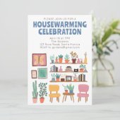 Housewarming Party Nodig Schattigee woonkamer plan Kaart (Staand voorkant)