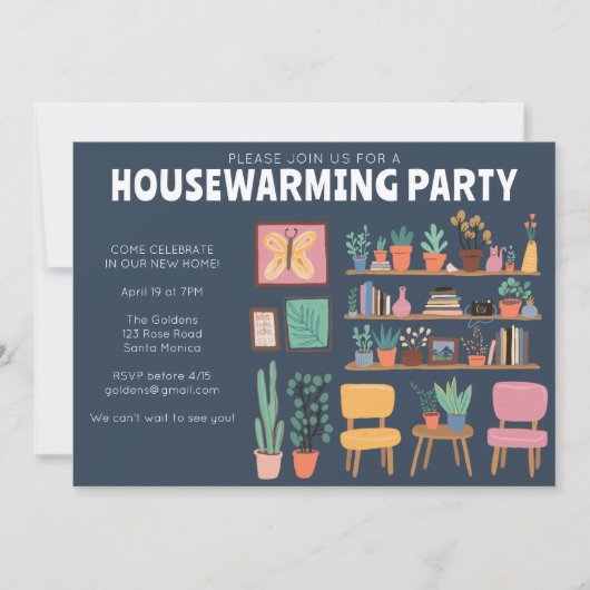 Housewarming Party Nodig Schattigee woonkamer plan Kaart (Voorkant)