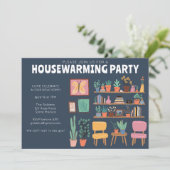Housewarming Party Nodig Schattigee woonkamer plan Kaart (Staand voorkant)