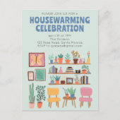 Housewarming Party Nodig Schattigee woonkamer Post Briefkaart (Voorkant)