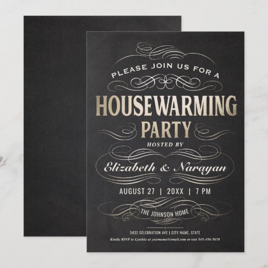 Housewarming Party nodigt goudolie uit Kaart (Voorkant / Achterkant)