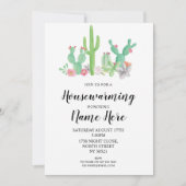 Housewarming Party nodigt Waterverf Cactus uit Kaart (Voorkant)