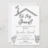 Housewarming party op mijn kalebas! Zwart & Wit Kaart (Voorkant)