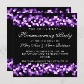 Housewarming Party Paarse Hollywood Glam Kaart (Voorkant / Achterkant)