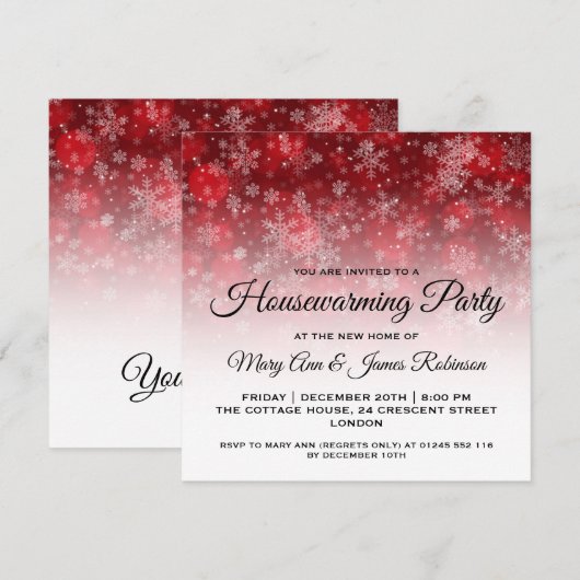 Housewarming Party Red Holiday Sparkle Kaart (Voorkant / Achterkant)