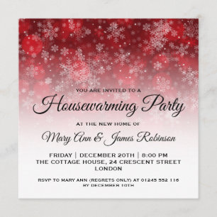 Housewarming Party Red Holiday Sparkle Kaart
