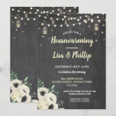 Housewarming Party Rustic Fireflies Chalk Invite Kaart (Voorkant / Achterkant)