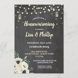 Housewarming Party Rustic Fireflies Chalk Invite Kaart
