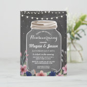 Housewarming Party Rustic Jar Chalk Floral Invite Kaart (Staand voorkant)