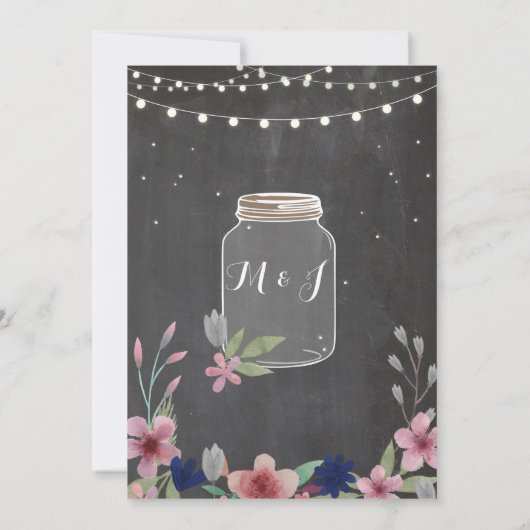 Housewarming Party Rustic Jar Chalk Floral Invite Kaart (Achterkant)