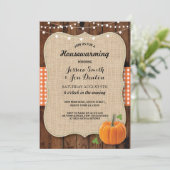 Housewarming Party Rustic Wood Pumpkin Burlap Kaart (Staand voorkant)