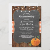 Housewarming Party Rustic Wood Pumpkin Chalk Kaart (Voorkant)
