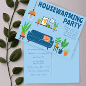 Housewarming Party Schattigee Woonkamer Bank Briefkaart