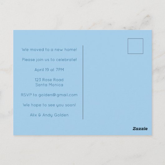 Housewarming Party Schattigee Woonkamer Bank Briefkaart (Achterkant)