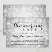 Housewarming Party Silver Winter Wonderland Kaart (Voorkant / Achterkant)