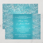 Housewarming Party Sparking Glitter Turquoise Kaart (Voorkant / Achterkant)