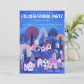 Housewarming Party Tekening Schattige Landdorp Kaart (Staand voorkant)