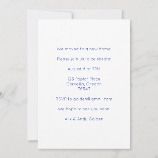 Housewarming Party Tekening Schattige Landdorp Kaart (Achterkant)