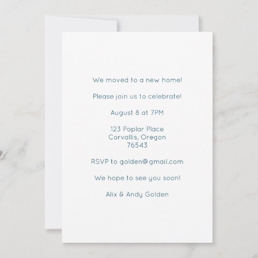 Housewarming Party Tekening Schattige Landdorp Kaart (Achterkant)