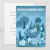 Housewarming Party Tekening Schattige Landdorp Kaart (Voorkant / Achterkant)