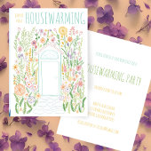 HOUSEWARMING PARTY Tuin Door Kleurrijke Doodle Kaart