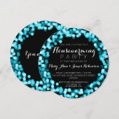 Housewarming Party Turquoise Sparkly Lights Kaart (Voorkant / Achterkant)