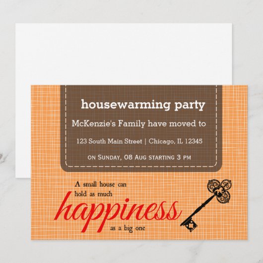 Housewarming party typografie kaart (Voorkant / Achterkant)