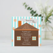 Housewarming Party Uitnodiging Bruin Huis (Staand voorkant)