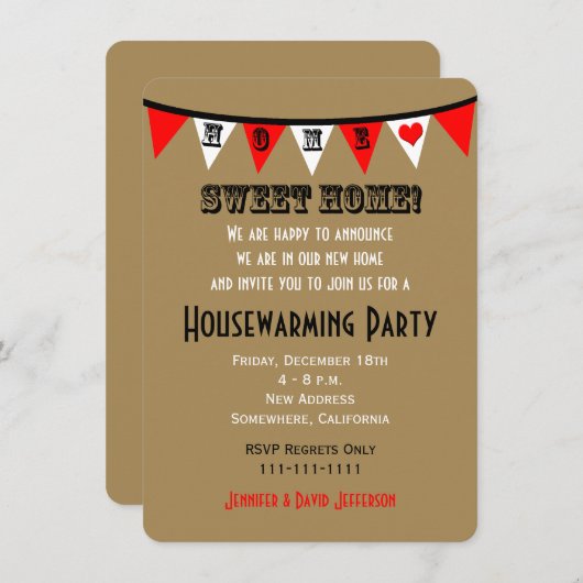 Housewarming Party Uitnodiging Bunting (Voorkant / Achterkant)